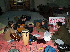 Kyoto's supporters camp in front of Day Hall
